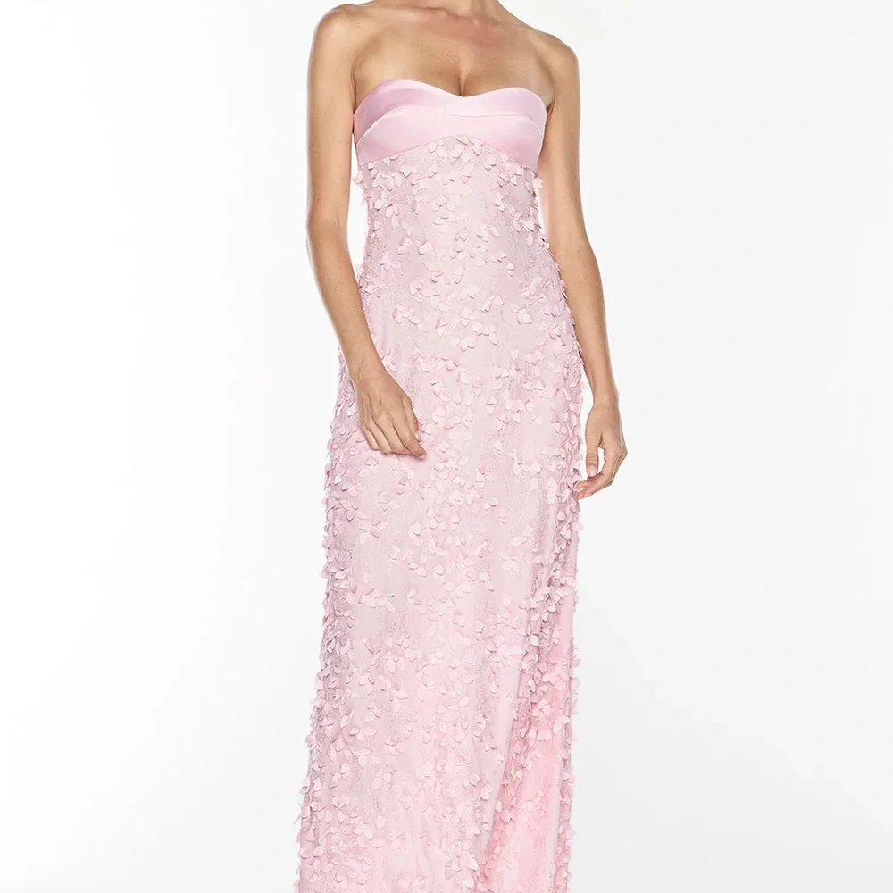 Manning Cartell Blush Pink Strapless Appliqué Gown - Picture 6 of 14
